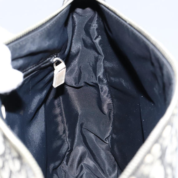 Christian Dior Trotter Canvas Shoulder Bag Black Silver Auth 146291