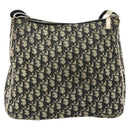 Christian Dior Trotter Canvas Shoulder Bag Black Silver Auth 146291-2