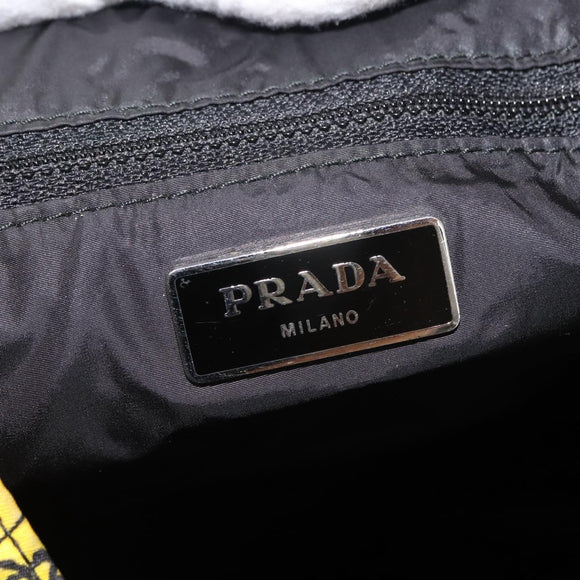 PRADA Tote Bag Nylon Yellow Silver Auth 146333