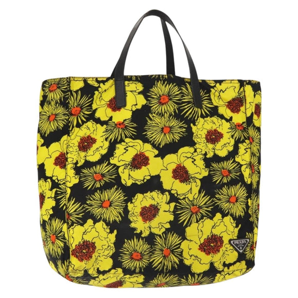 PRADA Tote Bag Nylon Yellow Silver Auth 146333