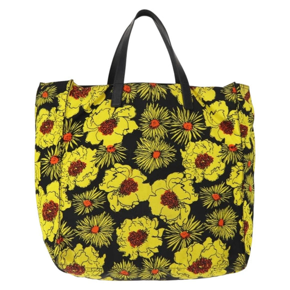 PRADA Tote Bag Nylon Yellow Silver Auth 146333