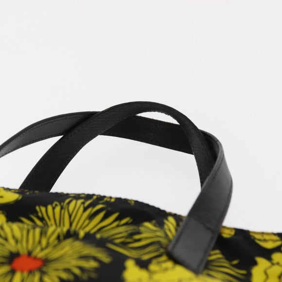 PRADA Tote Bag Nylon Yellow Silver Auth 146333