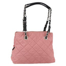 PRADA Quilted Chain Tote Bag Nylon Pink Silver Auth 146334-1
