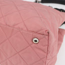 PRADA Quilted Chain Tote Bag Nylon Pink Silver Auth 146334-8