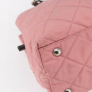 PRADA Quilted Chain Tote Bag Nylon Pink Silver Auth 146334-15