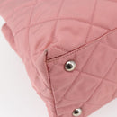 PRADA Quilted Chain Tote Bag Nylon Pink Silver Auth 146334-17