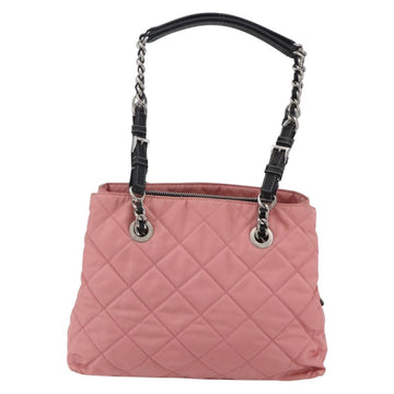 PRADA Quilted Chain Tote Bag Nylon Pink Silver Auth 146334 - 0
