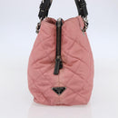 PRADA Quilted Chain Tote Bag Nylon Pink Silver Auth 146334-3