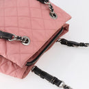 PRADA Quilted Chain Tote Bag Nylon Pink Silver Auth 146334-6