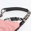 PRADA Quilted Chain Tote Bag Nylon Pink Silver Auth 146334-14