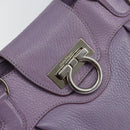Salvatore Ferragamo Gancini Hand Bag Leather Purple Silver Auth 146336-17