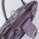 Salvatore Ferragamo Gancini Hand Bag Leather Purple Silver Auth 146336-10