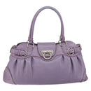 Salvatore Ferragamo Gancini Hand Bag Leather Purple Silver Auth 146336-13