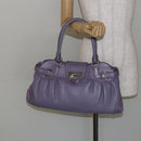 Salvatore Ferragamo Gancini Hand Bag Leather Purple Silver Auth 146336-23