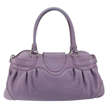 Salvatore Ferragamo Gancini Hand Bag Leather Purple Silver Auth 146336 - 0