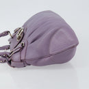 Salvatore Ferragamo Gancini Hand Bag Leather Purple Silver Auth 146336-4