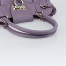 Salvatore Ferragamo Gancini Hand Bag Leather Purple Silver Auth 146336-7