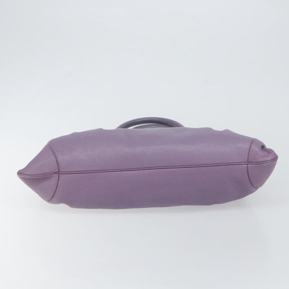 Salvatore Ferragamo Gancini Hand Bag Leather Purple Silver Auth 146336