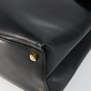 Salvatore Ferragamo Gancini Hand Bag Enamel 2way Black Gold Auth 146337-9