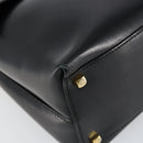Salvatore Ferragamo Gancini Hand Bag Enamel 2way Black Gold Auth 146337-14
