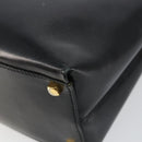 Salvatore Ferragamo Gancini Hand Bag Enamel 2way Black Gold Auth 146337-15