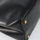 Salvatore Ferragamo Gancini Hand Bag Enamel 2way Black Gold Auth 146337-16