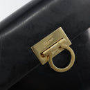 Salvatore Ferragamo Gancini Hand Bag Enamel 2way Black Gold Auth 146337-17