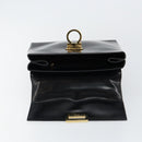 Salvatore Ferragamo Gancini Hand Bag Enamel 2way Black Gold Auth 146337-10