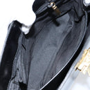 Salvatore Ferragamo Gancini Hand Bag Enamel 2way Black Gold Auth 146337-11