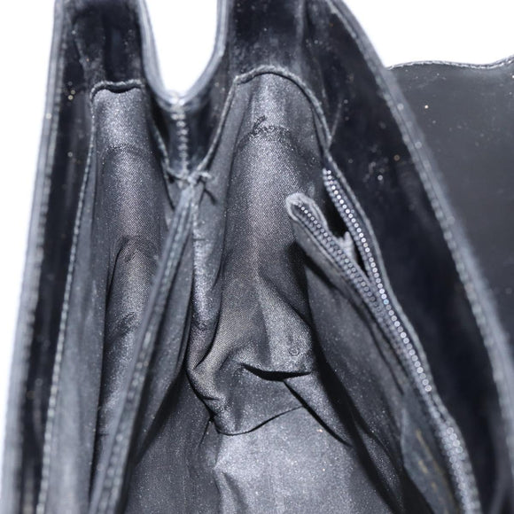 Salvatore Ferragamo Gancini Hand Bag Enamel 2way Black Gold Auth 146337