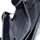 Salvatore Ferragamo Gancini Hand Bag Enamel 2way Black Gold Auth 146337-20