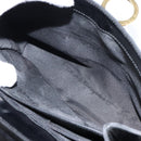 Salvatore Ferragamo Gancini Hand Bag Enamel 2way Black Gold Auth 146337-21