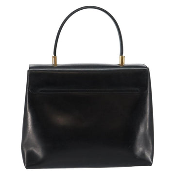 Salvatore Ferragamo Gancini Hand Bag Enamel 2way Black Gold Auth 146337 - 0