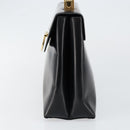 Salvatore Ferragamo Gancini Hand Bag Enamel 2way Black Gold Auth 146337-4