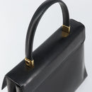 Salvatore Ferragamo Gancini Hand Bag Enamel 2way Black Gold Auth 146337-6