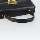 Salvatore Ferragamo Gancini Hand Bag Enamel 2way Black Gold Auth 146337-7