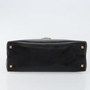 Salvatore Ferragamo Gancini Hand Bag Enamel 2way Black Gold Auth 146337-5
