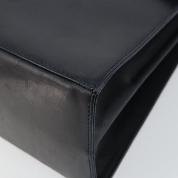 Salvatore Ferragamo Gancini Hand Bag Leather Navy Gold Auth 146338