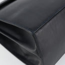 Salvatore Ferragamo Gancini Hand Bag Leather Navy Gold Auth 146338-14