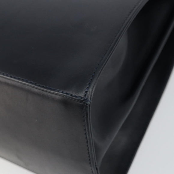 Salvatore Ferragamo Gancini Hand Bag Leather Navy Gold Auth 146338