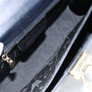 Salvatore Ferragamo Gancini Hand Bag Leather Navy Gold Auth 146338-11