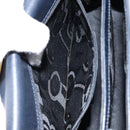 Salvatore Ferragamo Gancini Hand Bag Leather Navy Gold Auth 146338-20