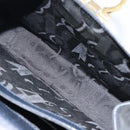 Salvatore Ferragamo Gancini Hand Bag Leather Navy Gold Auth 146338-21