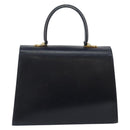 Salvatore Ferragamo Gancini Hand Bag Leather Navy Gold Auth 146338-2