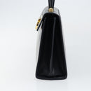 Salvatore Ferragamo Gancini Hand Bag Leather Navy Gold Auth 146338-3