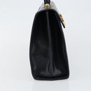 Salvatore Ferragamo Gancini Hand Bag Leather Navy Gold Auth 146338-4