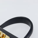 Salvatore Ferragamo Gancini Hand Bag Leather Navy Gold Auth 146338-8