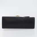 Salvatore Ferragamo Gancini Hand Bag Leather Navy Gold Auth 146338-5