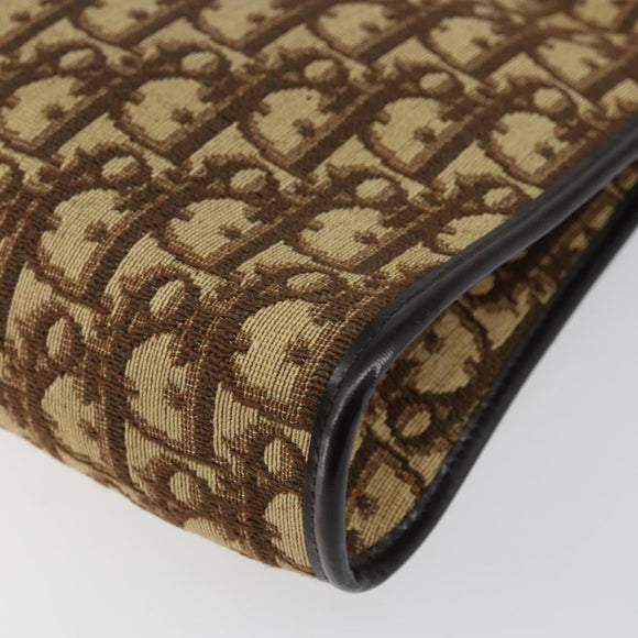 Christian Dior Trotter Canvas Shoulder Bag Beige Gold Auth 146342