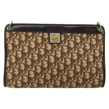 Christian Dior Trotter Canvas Shoulder Bag Beige Gold Auth 146342 - 0